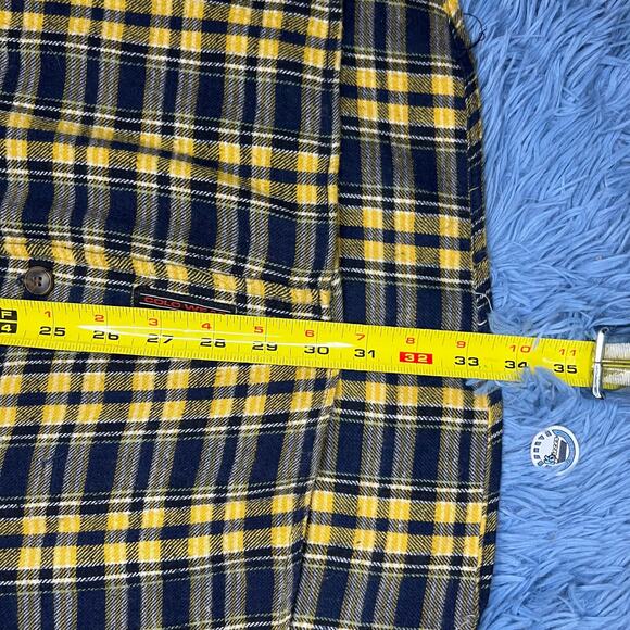 VINTAGE Plaid Flannel Button Down Shirt Size XXL Mens Casual Blue Yellow Y2K - Picture 10 of 11
